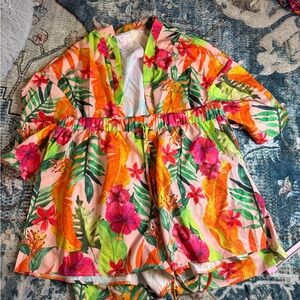 Vibrant Floral Kimono and Shorts Set (SHEIN Curve)- Never Worn